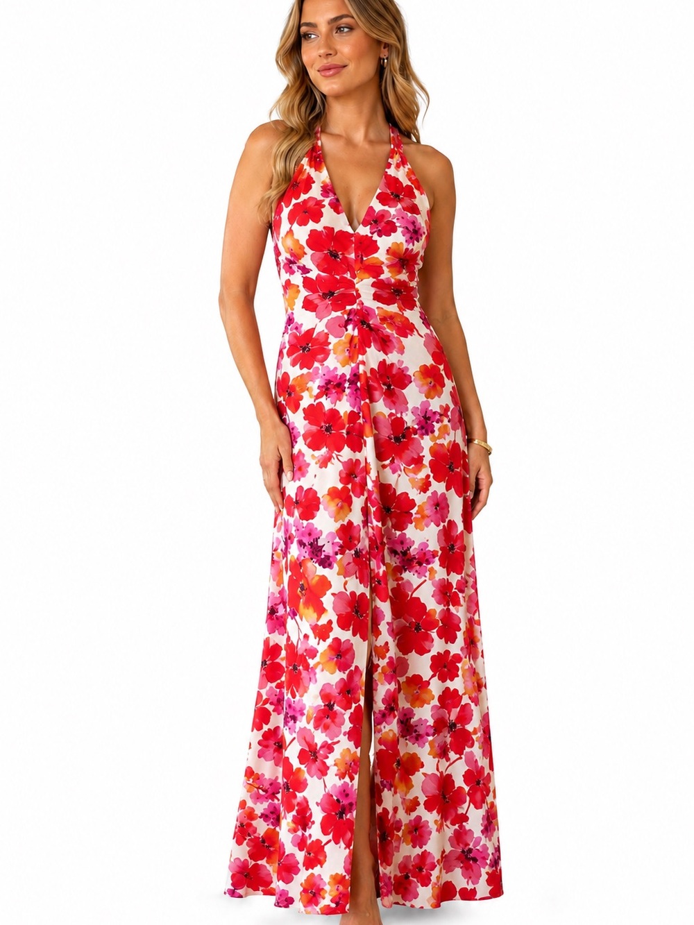 Premier Amour Floral Halter Maxi Dress